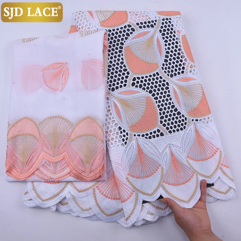 SJD LACE 5+2Yards African Lace Fabric With Headcloth Embroiderey Swiss Voile Lace Popular Dubai Style For Wedding Dress SewA2018
SJD LACE 5+2Yards African Lace Fabric With Headcloth Embroiderey Swiss Voile Lace Popular Dubai Style For Wedding Dress SewA2018