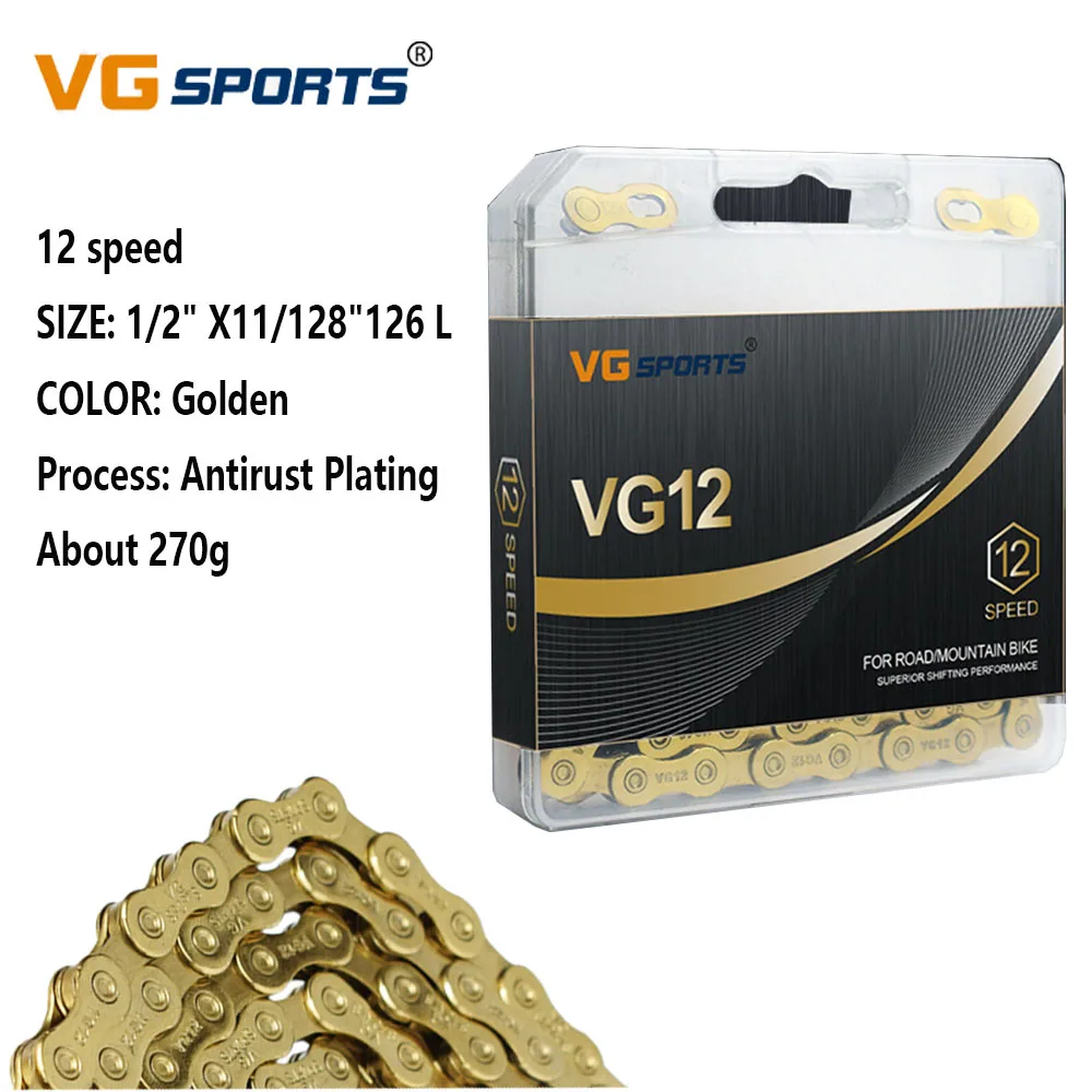 New VG Sports Bicycle Chain 12 Speed 126 Links MTB Road Bike Half Hollow Chain Cycling Equipment Accessories Repair Tool Hollow
New VG Sports Bicycle Chain 12 Speed 126 Links MTB Road Bike Half Hollow Chain Cycling Equipment Accessories Repair Tool Hollow