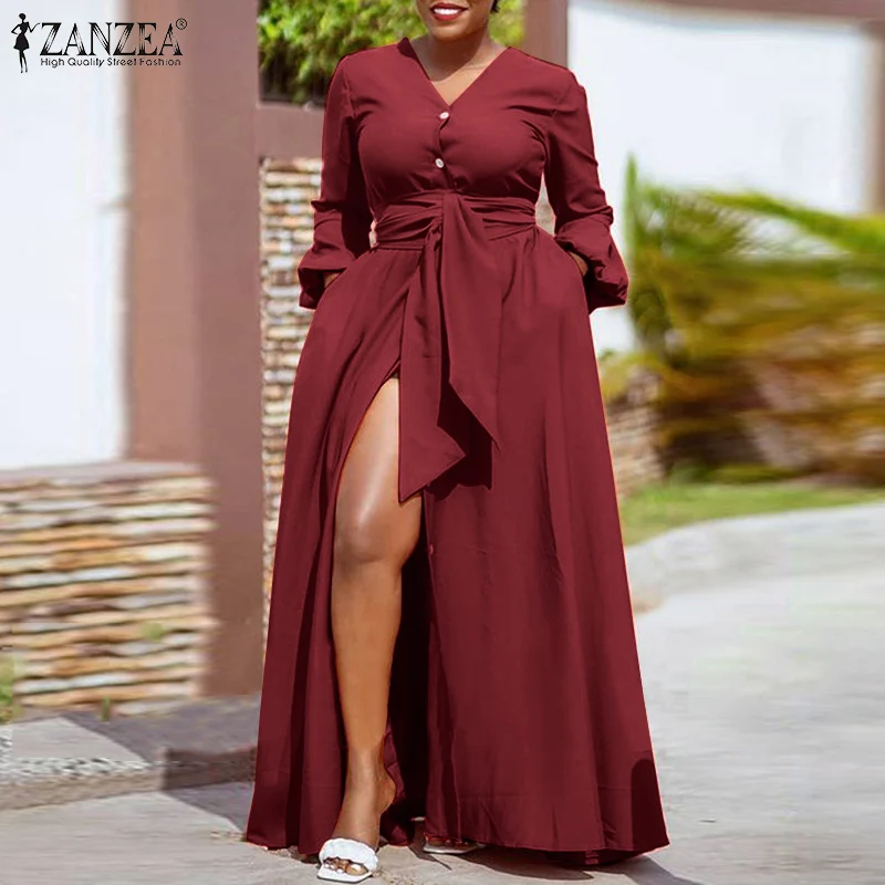 Women Elegant Solid Long Puff Sleeve Shirt Dress ZANZEA Casual V Neck Belted Kaftan Plus Size Vocation Party Vestido Female Robe
Women Elegant Solid Long Puff Sleeve Shirt Dress ZANZEA Casual V Neck Belted Kaftan Plus Size Vocation Party Vestido Female Robe
