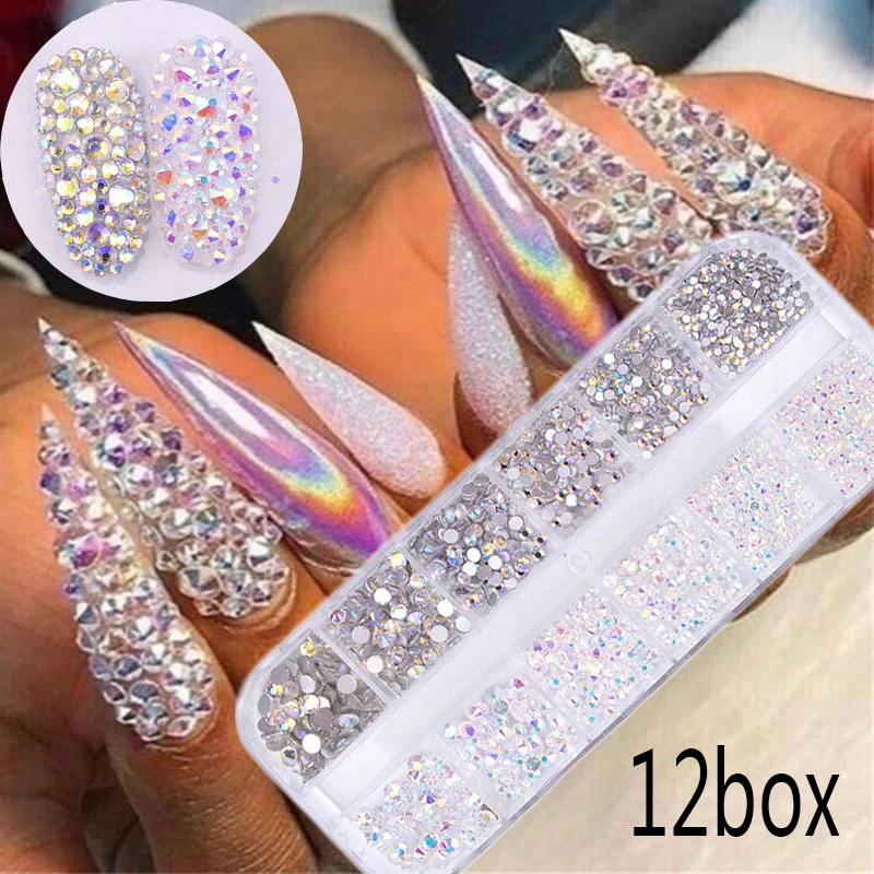 12 Boxes / Set of AB Crystal Rhinestone Diamond Gem 3D Glitter Nail Art Decoration Nail Accessories Nail Stickers for Summer
12 Boxes / Set of AB Crystal Rhinestone Diamond Gem 3D Glitter Nail Art Decoration Nail Accessories Nail Stickers for Summer