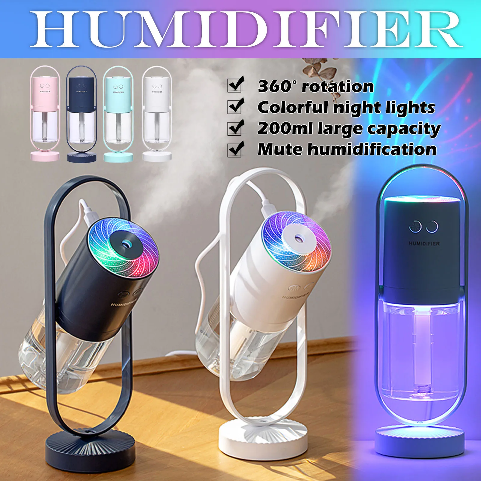 200ML Humidifier Desktop Mini Humidifier Aroma Diffuser 360 Angle Adjustable Aroma Air Diffuser Aromatherapy Humidificador
200ML Humidifier Desktop Mini Humidifier Aroma Diffuser 360 Angle Adjustable Aroma Air Diffuser Aromatherapy Humidificador