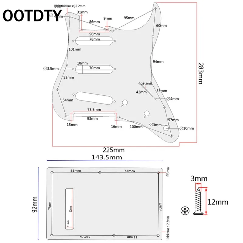 OOTDTY 1set SSS Electric Guitar Pickguard Back Plate Pickup Cover Knobs Tips For St SQ Accessories Parts
OOTDTY 1set SSS Electric Guitar Pickguard Back Plate Pickup Cover Knobs Tips For St SQ Accessories Parts