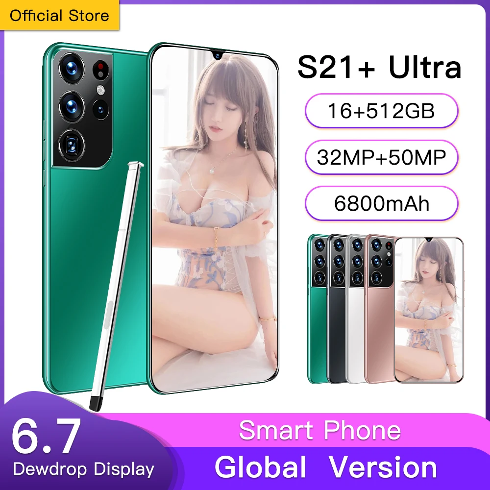 Global Version S21+ Ultra 6.7-inch Smartphone 6800mAh 16G+512G Fingerprint Unlock Support Google GPS WiFi Bluetooth 5G Cellphone 
Global Version S21+ Ultra 6.7-inch Smartphone 6800mAh 16G+512G Fingerprint Unlock Support Google GPS WiFi Bluetooth 5G Cellphone