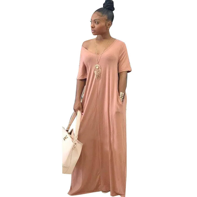 Women's Summer Bohemian Off-shoulder Short-sleeved Cotton Long Dress Casual Casual Pocket Solid Color Plus Size Party Dress
Women's Summer Bohemian Off-shoulder Short-sleeved Cotton Long Dress Casual Casual Pocket Solid Color Plus Size Party Dress
