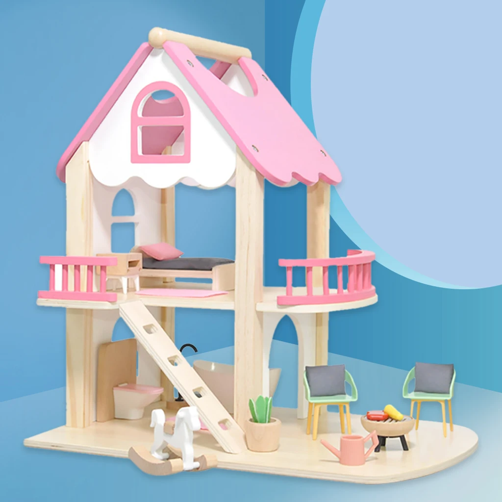 

Кукольные домики "сделай сам", Розовый Замок принцессы, игровой домик с комплектом спальни и двора, сборный кукольный домик, игрушки