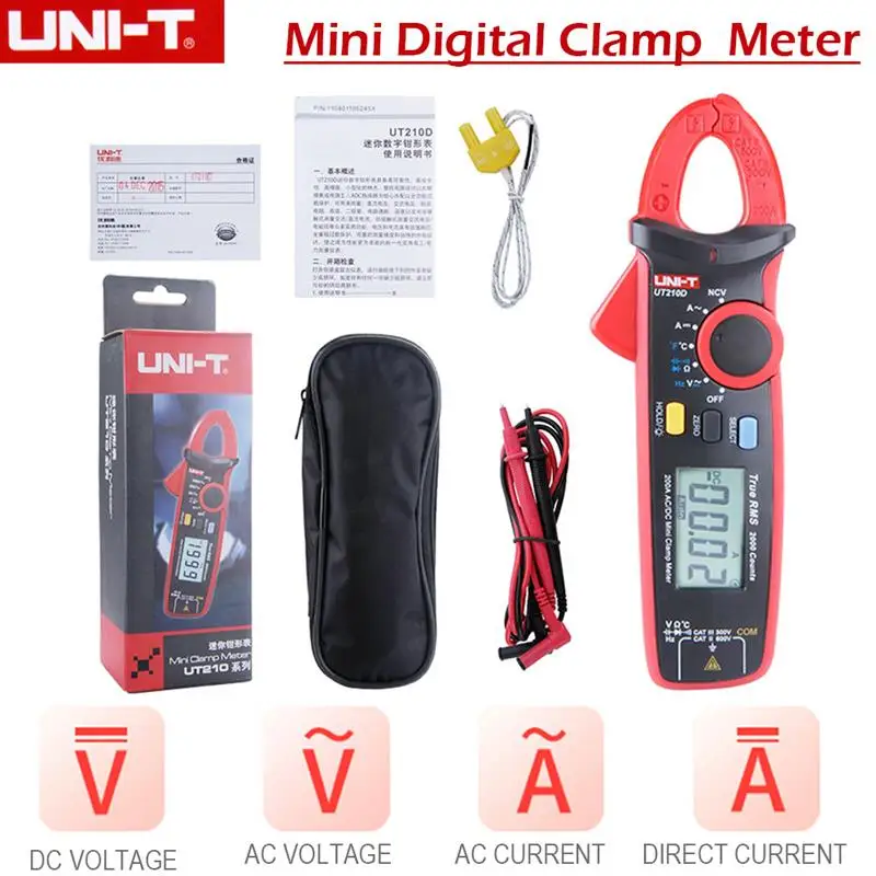 UNI-T UT210D Digital Clamp Meter True RMS Voltage Resistance Capacitance Multimeter Temperature Measure Auto Range Electrical
UNI-T UT210D Digital Clamp Meter True RMS Voltage Resistance Capacitance Multimeter Temperature Measure Auto Range Electrical