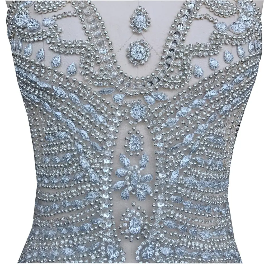 handmade bodice applique silver rhinestones trim patches full body dress clothes accessory
handmade bodice applique silver rhinestones trim patches full body dress clothes accessory