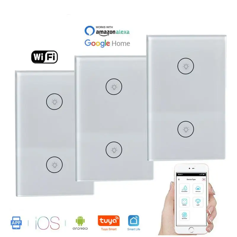 Standard Tuya/Smart Life 1/2/3 Gang WiFi Wall Light Touch Switch For Google Home Amazon Alexa Voice Control Smart Home
Standard Tuya/Smart Life 1/2/3 Gang WiFi Wall Light Touch Switch For Google Home Amazon Alexa Voice Control Smart Home