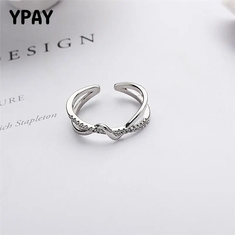 YPAY Authentic 100% 925 Sterling Silver Geometric Wave Opening Finger Rings for Women Wedding Engagement Jewelry Gift YMR686
YPAY Authentic 100% 925 Sterling Silver Geometric Wave Opening Finger Rings for Women Wedding Engagement Jewelry Gift YMR686