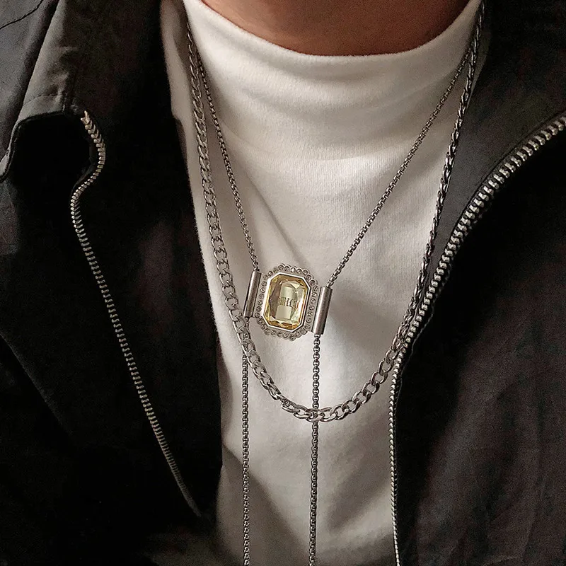 Original Innovative Red, Blue And Yellow Colored Gemstone Necklace For Men Women With Letter Design Hip Hop Adjustable
Original Innovative Red, Blue And Yellow Colored Gemstone Necklace For Men Women With Letter Design Hip Hop Adjustable