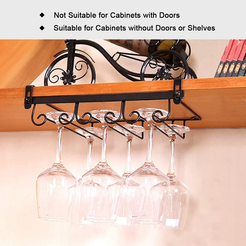 Nail Free Wine Glass Rack Under Cabinet Hanging Stemware Rack, Metal Wine Glass Holder Under Shelf for Bar Kitchen
Nail Free Wine Glass Rack Under Cabinet Hanging Stemware Rack, Metal Wine Glass Holder Under Shelf for Bar Kitchen