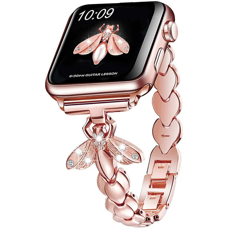 Ремешок из нержавеющей стали со стразами для женщин, браслет для Apple Watch 6 5 Band 40/44 мм, iWatch Series SE 4 3, 38/42 мм
Ремешок из нержавеющей стали со стразами для женщин, браслет для Apple Watch 6 5 Band 40/44 мм, iWatch Series SE 4 3, 38/42 мм