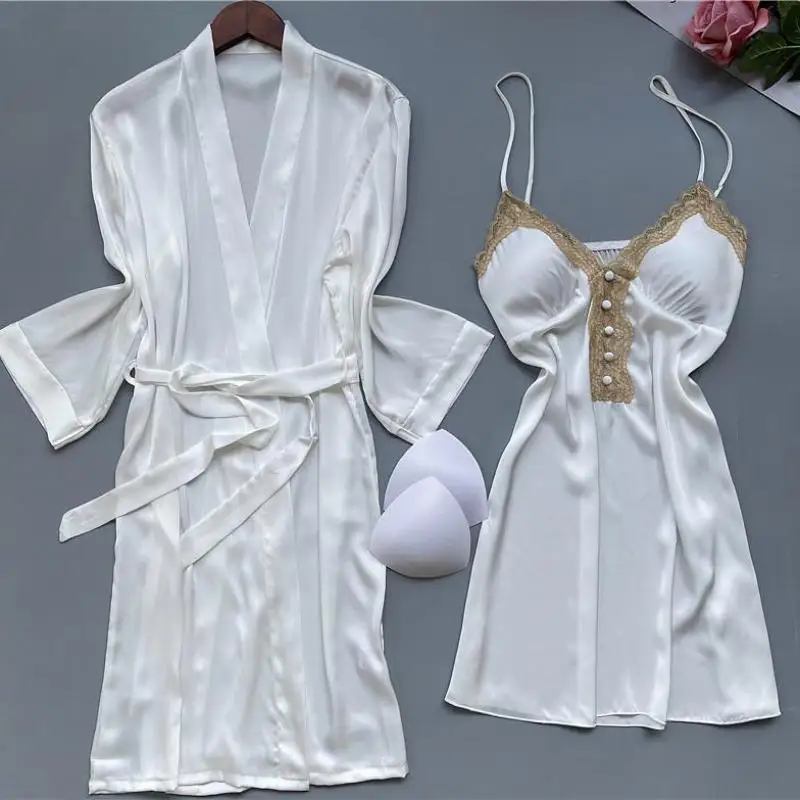 Female Sleepwear Nightgown Suit Bride Bridesmaid Wedding Robe Sexy Spring Summer White Thin Silky Soft Kimono Gown Home Dress
Female Sleepwear Nightgown Suit Bride Bridesmaid Wedding Robe Sexy Spring Summer White Thin Silky Soft Kimono Gown Home Dress