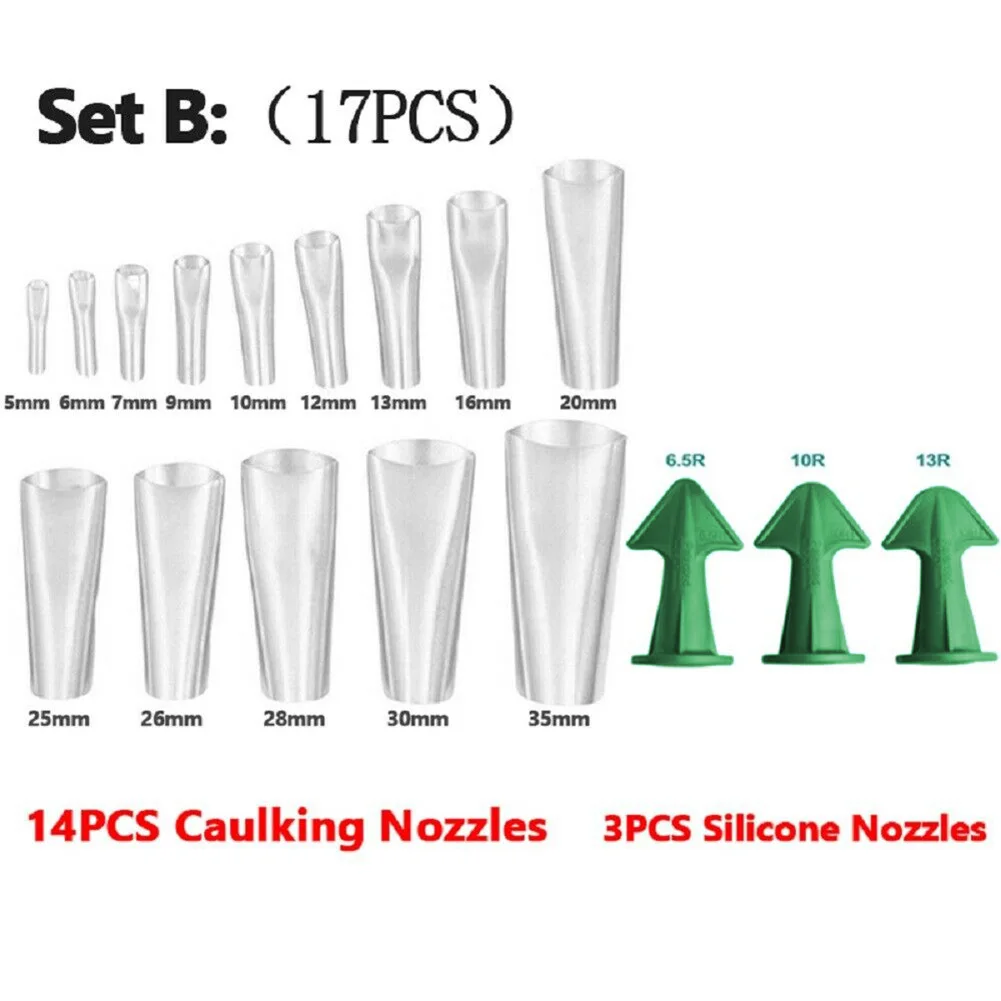 17PCS Silicone Caulking Finisher Tool Scraper Set Sine Caulking Nozzles Spatulas Filler Set
17PCS Silicone Caulking Finisher Tool Scraper Set Sine Caulking Nozzles Spatulas Filler Set