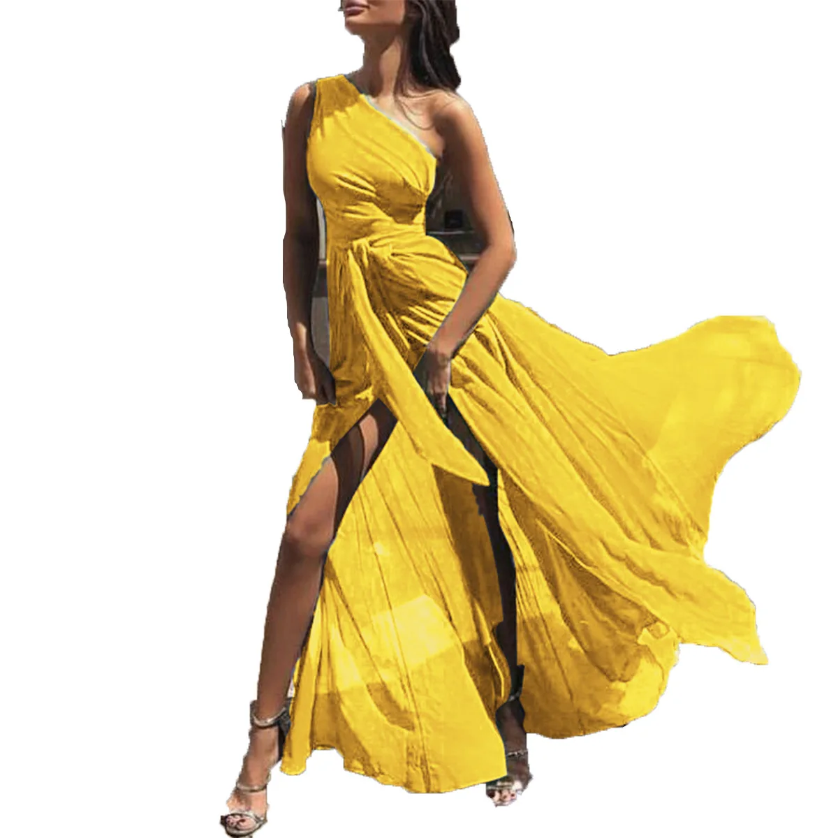 Mandylandy One-Shoulder Dress Women's Chiffon Solid Color Slim Mesh Dress Summer Casual Leopard Slash Neck Slit Irregular Dress
Mandylandy One-Shoulder Dress Women's Chiffon Solid Color Slim Mesh Dress Summer Casual Leopard Slash Neck Slit Irregular Dress