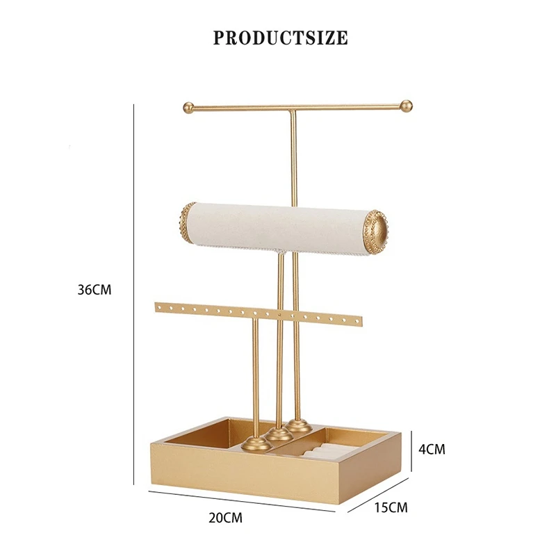 3 Tier Jewelry Tree Stand Tower Rack Necklace Bracelet Holder Jewelry Display Stand Jewelry Tower with Ring Tray