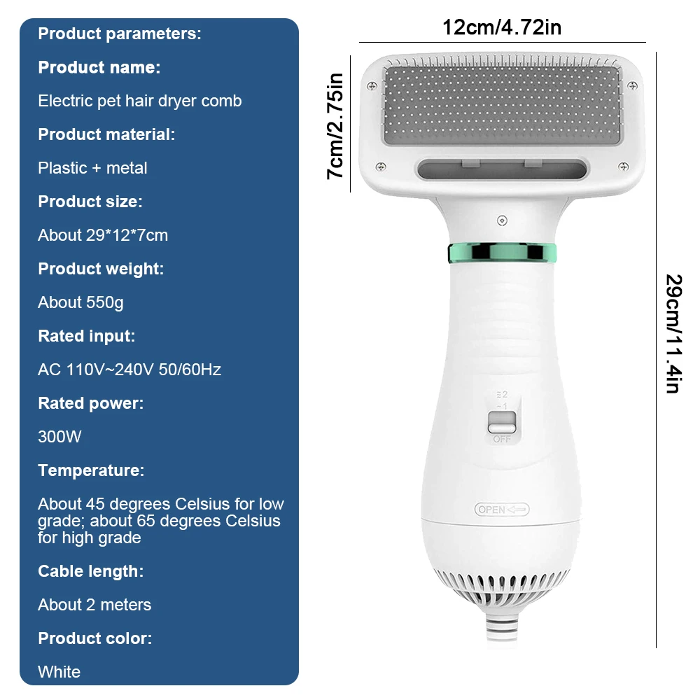 2 In 1 Electric Pet Hair Comb Intelligent Professional Pet Hair Dryer Cat Hair Comb Dog Fur Blower Multifunctional Pet Hair Comb
2 In 1 Electric Pet Hair Comb Intelligent Professional Pet Hair Dryer Cat Hair Comb Dog Fur Blower Multifunctional Pet Hair Comb