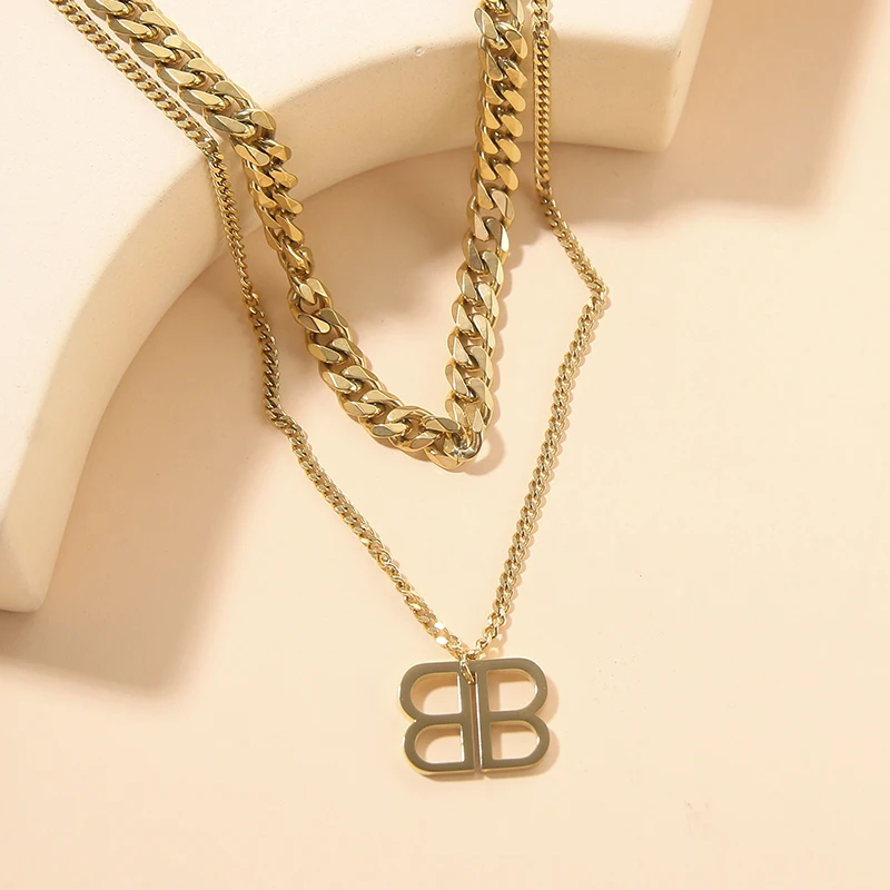 European And American Style Personality Long Necklace Double B Letter Pendant Sweater Chain Hip Hop Titanium Steel Earrings
European And American Style Personality Long Necklace Double B Letter Pendant Sweater Chain Hip Hop Titanium Steel Earrings