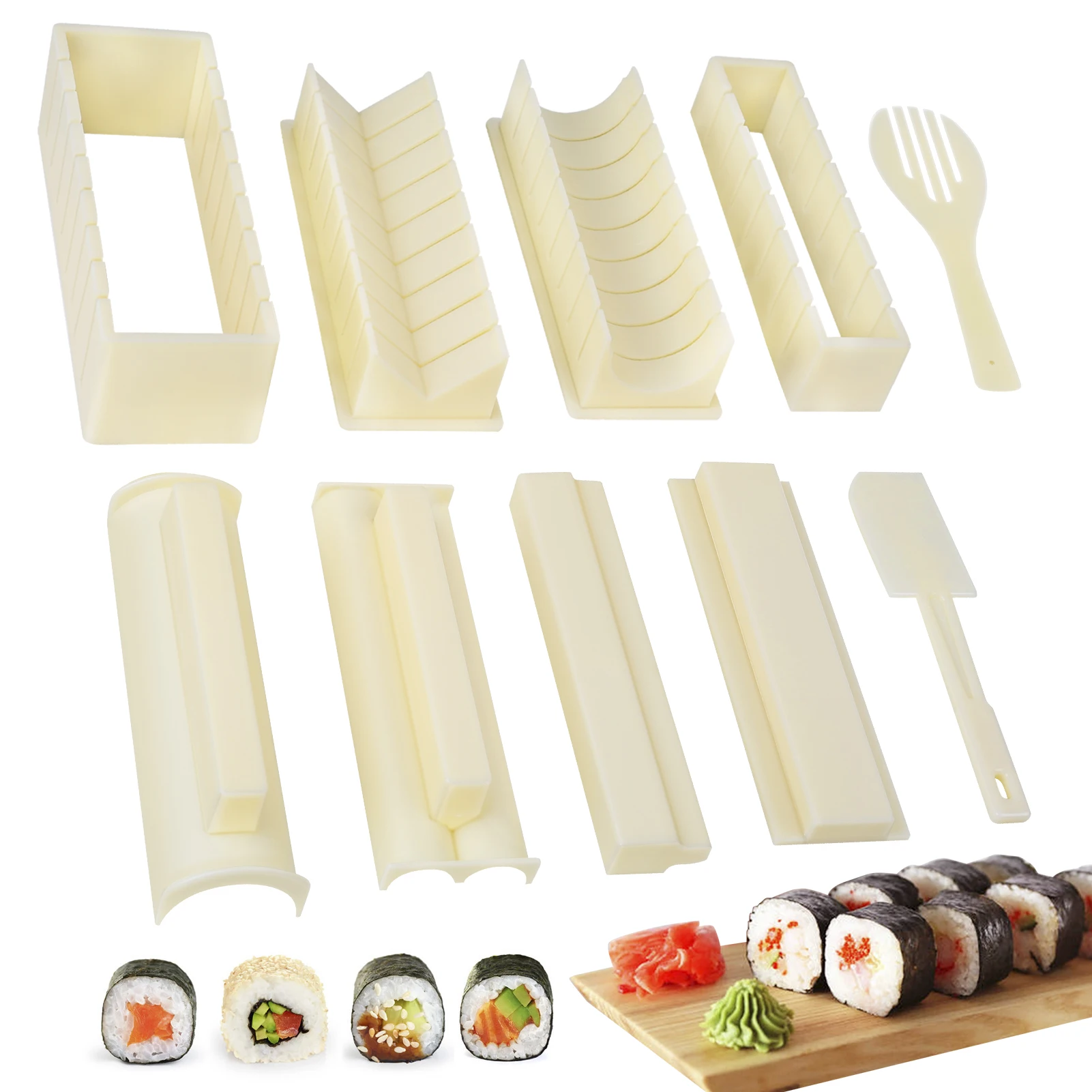 Multifunctional Sushis Tool Rice Ball Making Mold 5-In-1 Sushis10-Piece Set Kitchen Gadget Tools Accessories for Japanese Food
Multifunctional Sushis Tool Rice Ball Making Mold 5-In-1 Sushis10-Piece Set Kitchen Gadget Tools Accessories for Japanese Food
