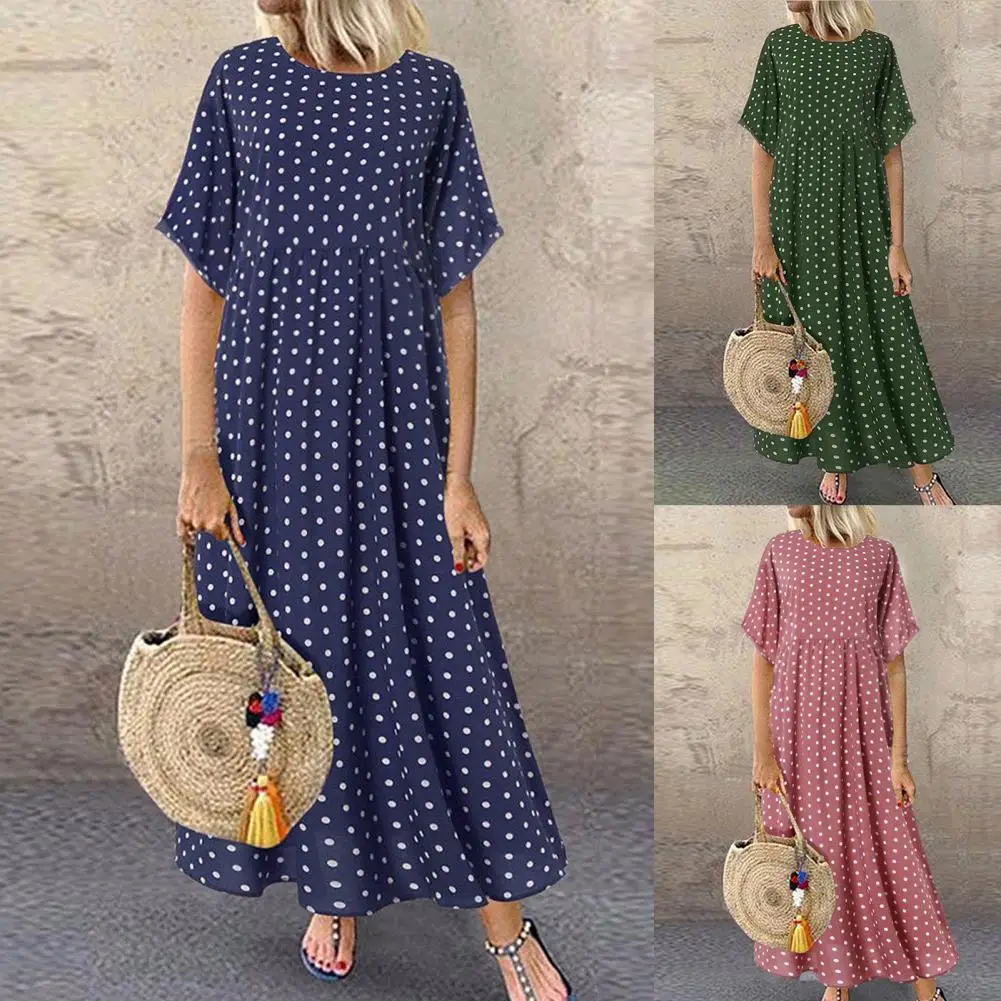 Fashion Summer Vintage Maxi Dress Women's Sundress Dot Print Boho Style Women Short Sleeve Skirt Robe Femme Plus Size Vestidos
Fashion Summer Vintage Maxi Dress Women's Sundress Dot Print Boho Style Women Short Sleeve Skirt Robe Femme Plus Size Vestidos