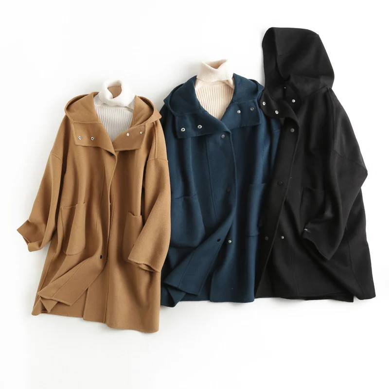 Wool double-sided tweed coat women's 2021 autumn and winter new Korean medium and long cashmere coat hooded tweed coat
Wool double-sided tweed coat women's 2021 autumn and winter new Korean medium and long cashmere coat hooded tweed coat