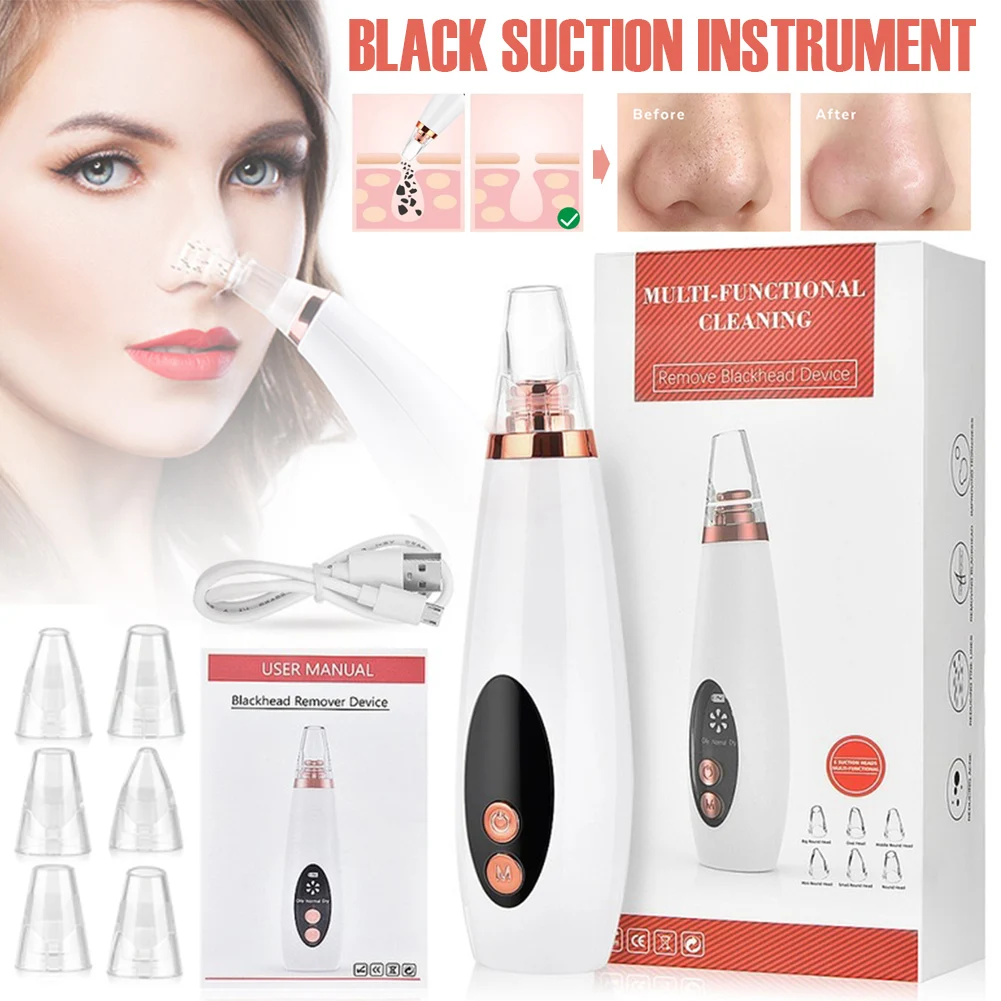 Skin care Electric Blackhead Remover Vacuum Facial Pore Cleanser USB Rechargeable 3-Speed Settings with 6 Cleaning Tips
Skin care Electric Blackhead Remover Vacuum Facial Pore Cleanser USB Rechargeable 3-Speed Settings with 6 Cleaning Tips