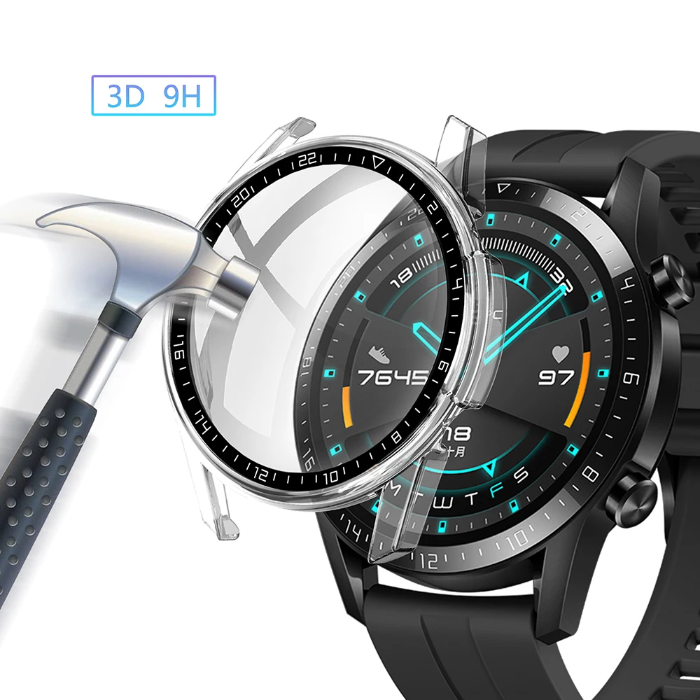 Чехол с полным покрытием закаленное стекло Защита экрана для Huawei Smart Watch GT 2 E 2E GT2