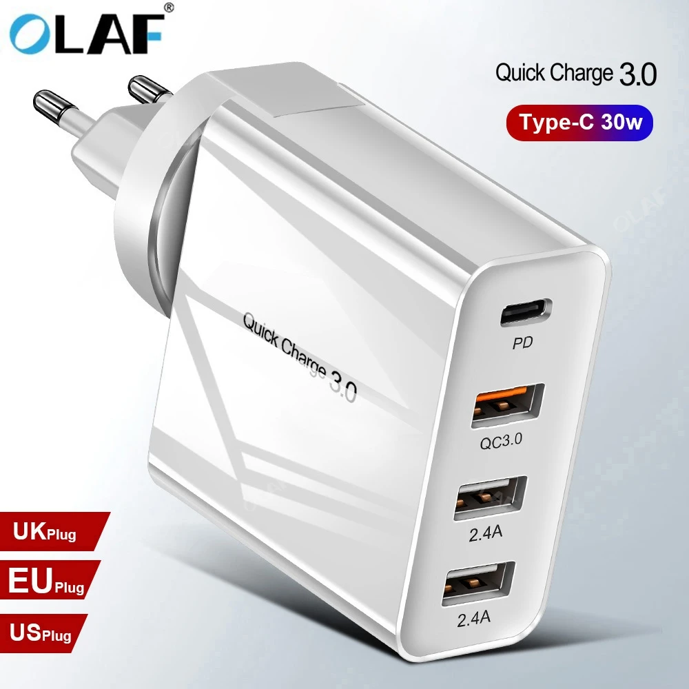 30W Multi Quick Charger 3.0 PD Type C USB Charger for Samsung iPhone Huawei Tablet QC 3.0 Fast Wall Charger US EU UK Plug Adapte
30W Multi Quick Charger 3.0 PD Type C USB Charger for Samsung iPhone Huawei Tablet QC 3.0 Fast Wall Charger US EU UK Plug Adapte