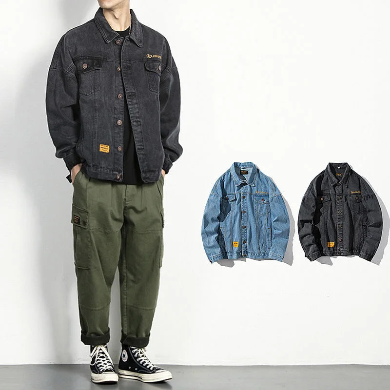 Streetwear Denim Jacket Men's Black Loose Casual Jeans Coat Clothes Spring Autumn Blouson Techwear
Streetwear Denim Jacket Men's Black Loose Casual Jeans Coat Clothes Spring Autumn Blouson Techwear