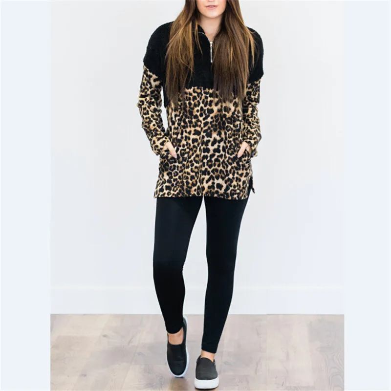 Winter Fleece Sweatshirt Fashion Leopard Patchwork Fluffy Thick Sweater Warm Zipper Pullovers Women Winter Coat Sherpa Tops 2019
Winter Fleece Sweatshirt Fashion Leopard Patchwork Fluffy Thick Sweater Warm Zipper Pullovers Women Winter Coat Sherpa Tops 2019