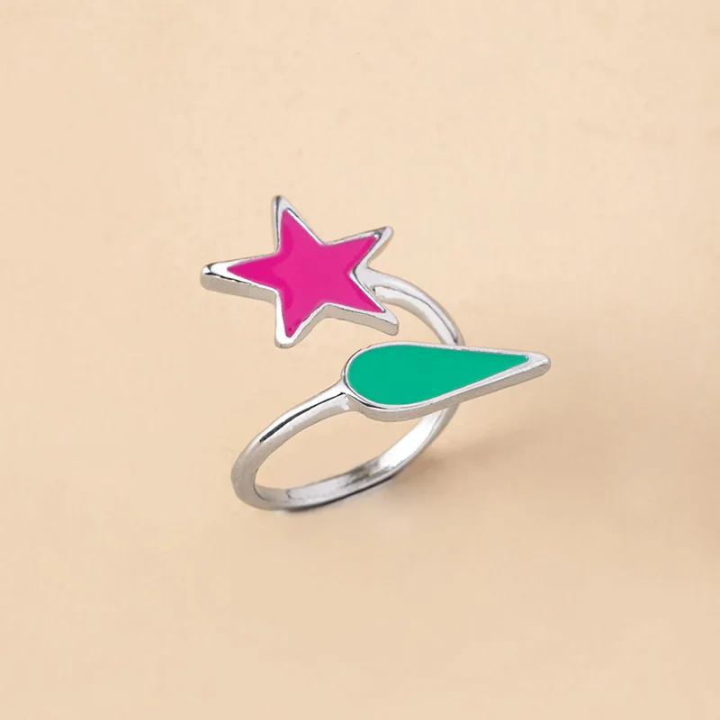 

Hunter X Hunter Anime Figure Hisoka Ring Silver Color Teardrop Star Layered Open Ring Classic Cosplay Anime Jewelry Accessories
