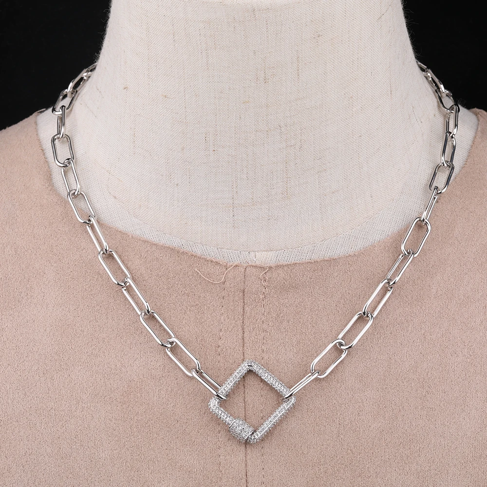 3Pcs/Lot CZ Mirco Paved Square Screw Clasps Pendant Necklace Zirconia Pendant Metal Chain Necklace Rock Jewelry Long 18 Inch
3Pcs/Lot CZ Mirco Paved Square Screw Clasps Pendant Necklace Zirconia Pendant Metal Chain Necklace Rock Jewelry Long 18 Inch