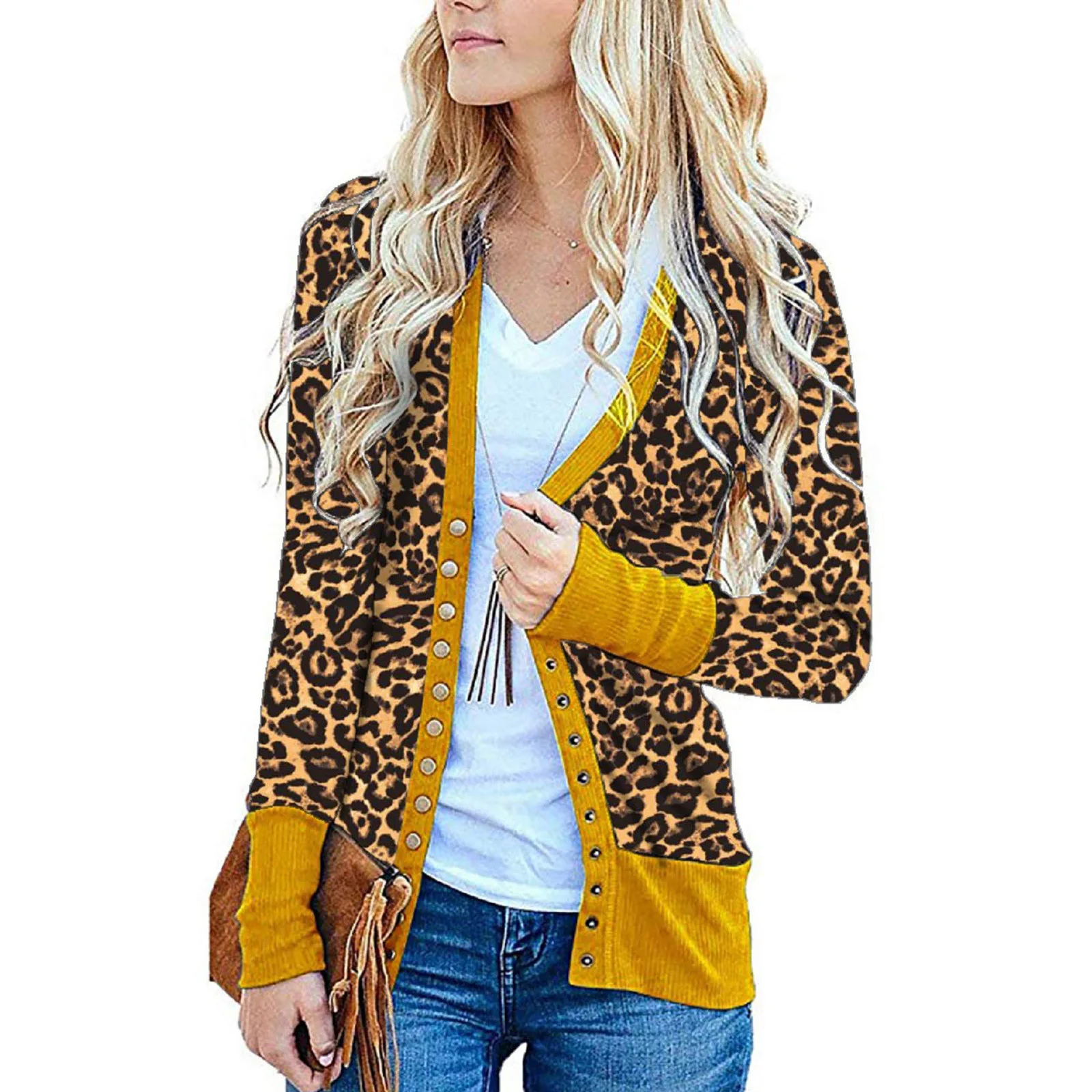 Women single-buttoned leopard printed patchwork coat 2020 spring fall v-neck long sleeve jackets abrigos para mujer
Women single-buttoned leopard printed patchwork coat 2020 spring fall v-neck long sleeve jackets abrigos para mujer
