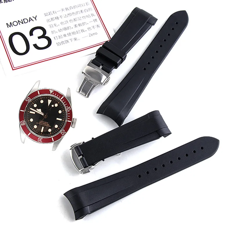 Curved end Specific Silicone Watchband For Black Bay Pelagos 22mm Watches Man Rubber Watch Strap Black Tools Butterfly Buckle 
Curved end Specific Silicone Watchband For Black Bay Pelagos 22mm Watches Man Rubber Watch Strap Black Tools Butterfly Buckle