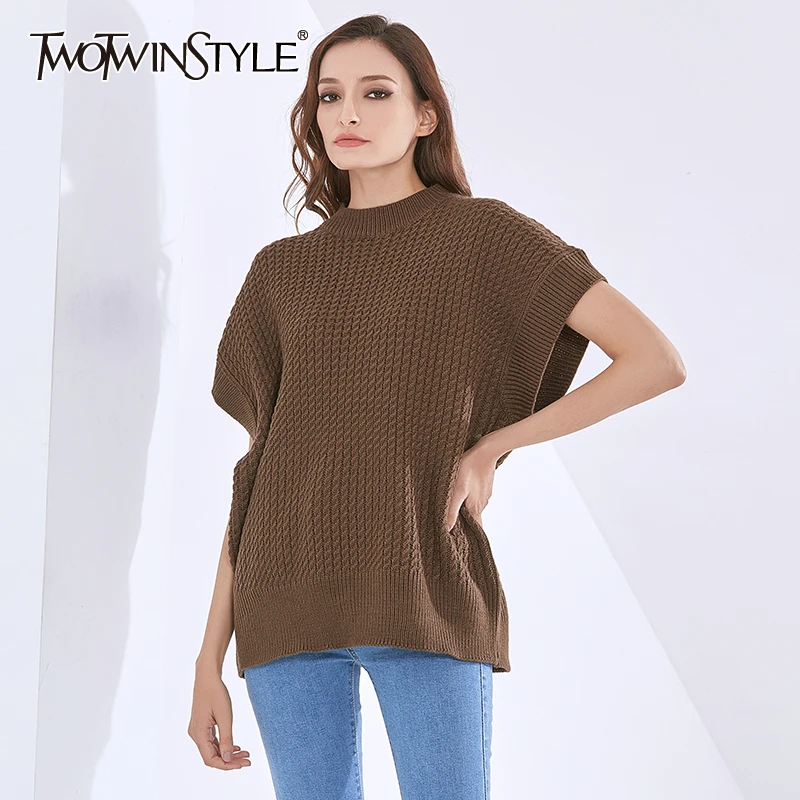 TWOTWINSTYLE корейский вязаный жилет для женщин с круглым вырезом без рукавов повседневный Однотонный свитер Женская мода новая одежда 2020 осень
TWOTWINSTYLE корейский вязаный жилет для женщин с круглым вырезом без рукавов повседневный Однотонный свитер Женская мода новая одежда 2020 осень