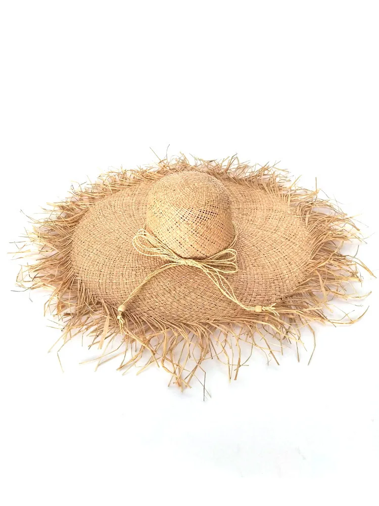 

New spring and summer rough big brim raffia straw hat women summer tide wear beach hat seaside vacation sunscreen sun hat tide