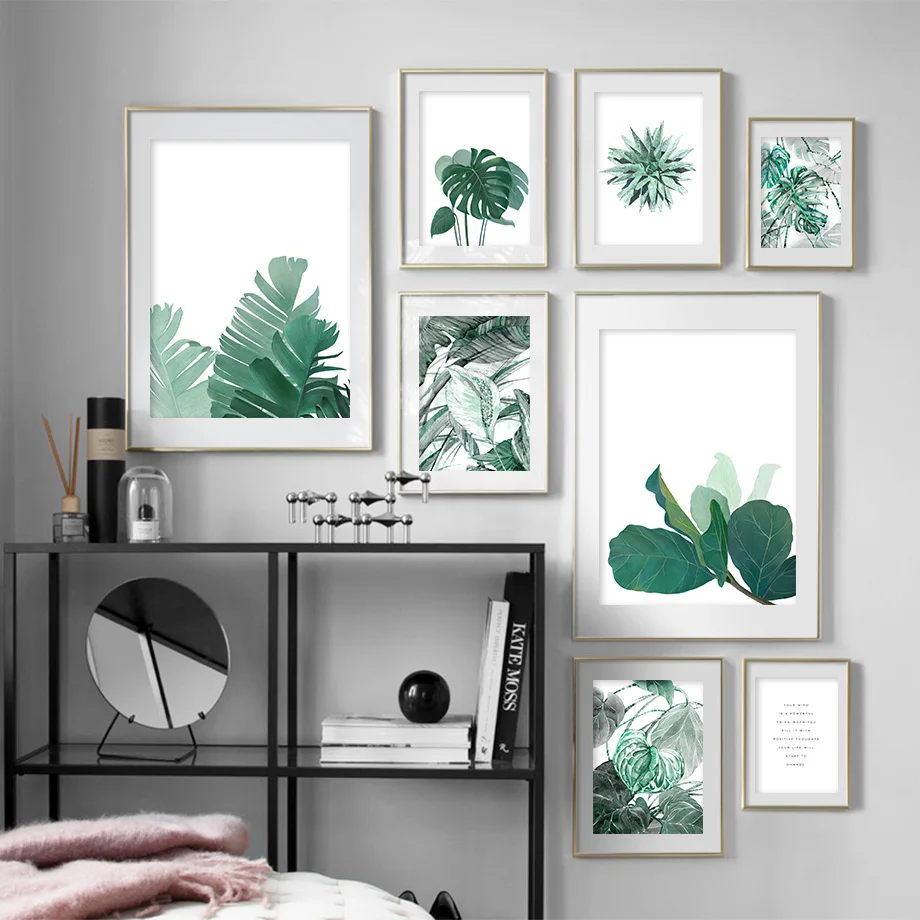 

Monstera Palm Leaf Lotus Leaf Nordic Posters And Prints Wall Art Canvas Painting Plants Wall Pictures For Living Room Home Decor