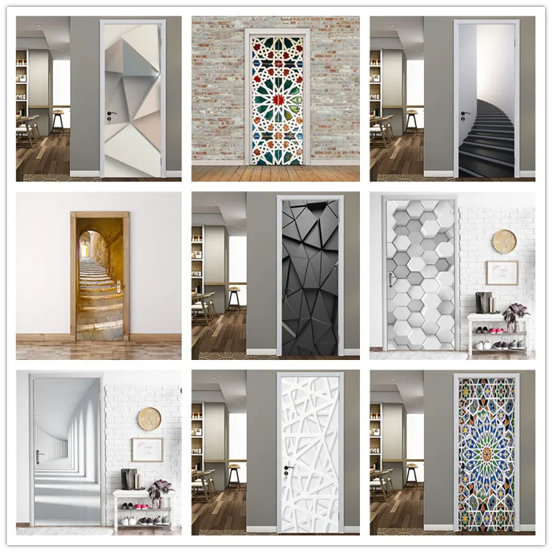 2PCS/Set Black Geometric Door Sticker Home Decor Self Stick Wallpaper Waterproof Renovation Poster Wallpaper On The Door Decals 
2PCS/Set Black Geometric Door Sticker Home Decor Self Stick Wallpaper Waterproof Renovation Poster Wallpaper On The Door Decals
