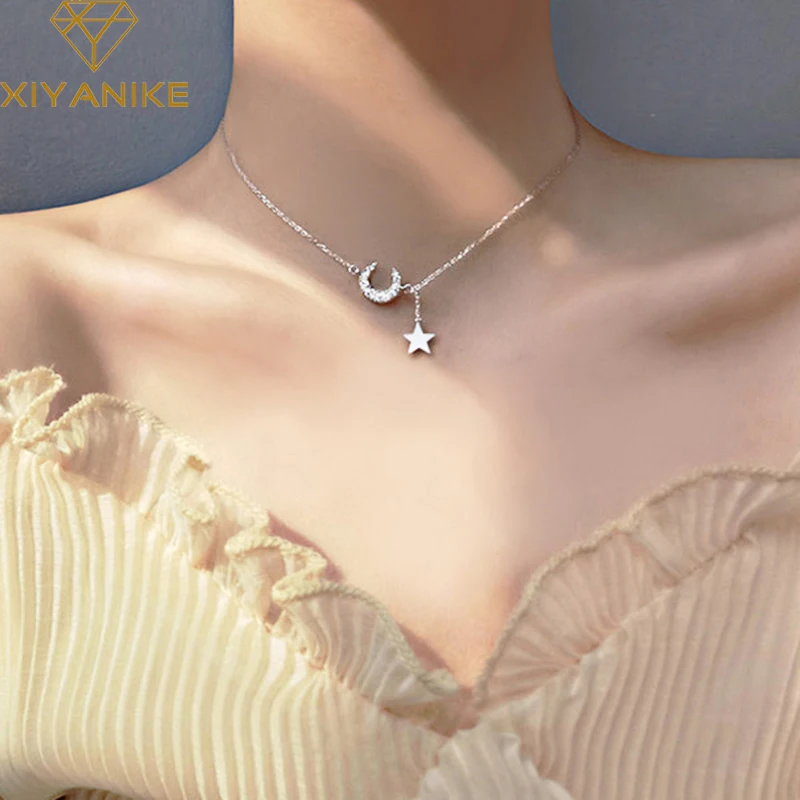 XIYANIKE 925 Sterling Silver Hot Fashion Moon Stars Tassel Pendant Necklace For Women Girls Wedding Party Charming Jewelry Gifts
XIYANIKE 925 Sterling Silver Hot Fashion Moon Stars Tassel Pendant Necklace For Women Girls Wedding Party Charming Jewelry Gifts