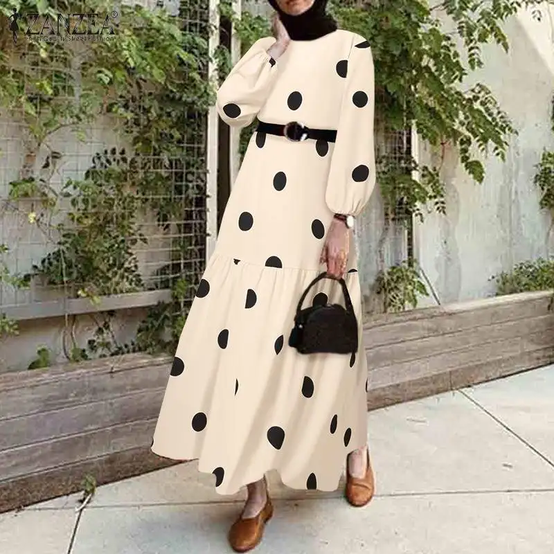Muslim Islamic O-Neck Polka Dots Printed Marocain Eid Mubarek Loose Elegant Holiday Robe ZANZEA Autumn Women Full Sleeve Dress
Muslim Islamic O-Neck Polka Dots Printed Marocain Eid Mubarek Loose Elegant Holiday Robe ZANZEA Autumn Women Full Sleeve Dress