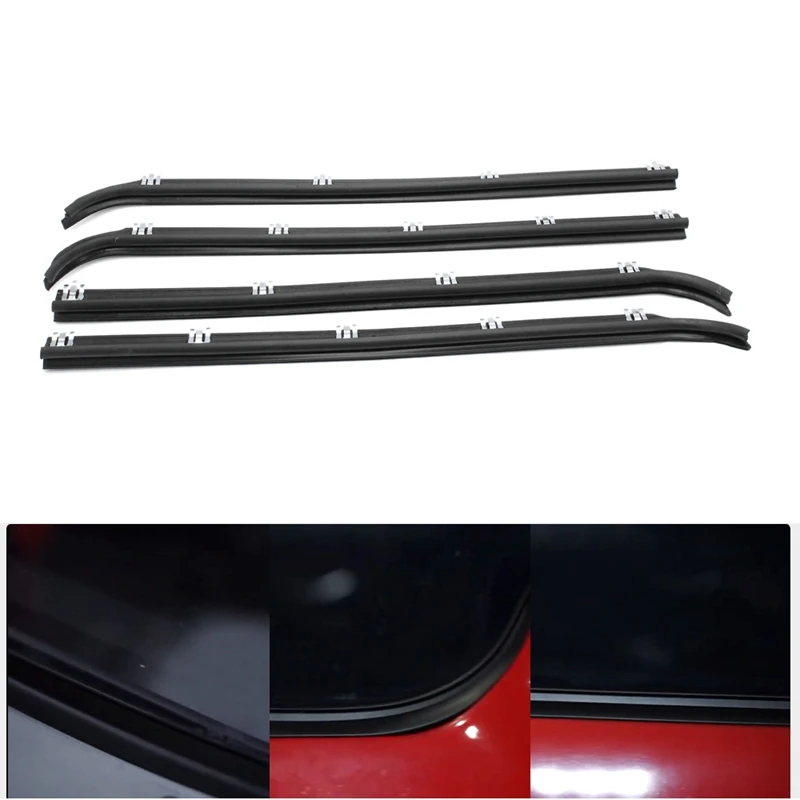 4Pcs Rubber Front Door Window Trim Seals Car Belt Weatherstrip Dew Wipe Set for 87-97 Ford Bronco F150 F250 F350
4Pcs Rubber Front Door Window Trim Seals Car Belt Weatherstrip Dew Wipe Set for 87-97 Ford Bronco F150 F250 F350
