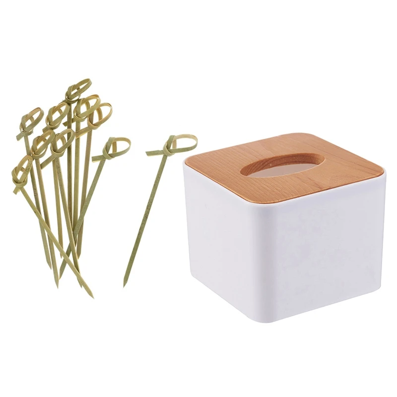 500Pack Bamboo Cocktail Picks Cocktail Toothpicks 4 Inch & 1X Square Wooden Tissue Box Case Napkin Holder
500Pack Bamboo Cocktail Picks Cocktail Toothpicks 4 Inch & 1X Square Wooden Tissue Box Case Napkin Holder