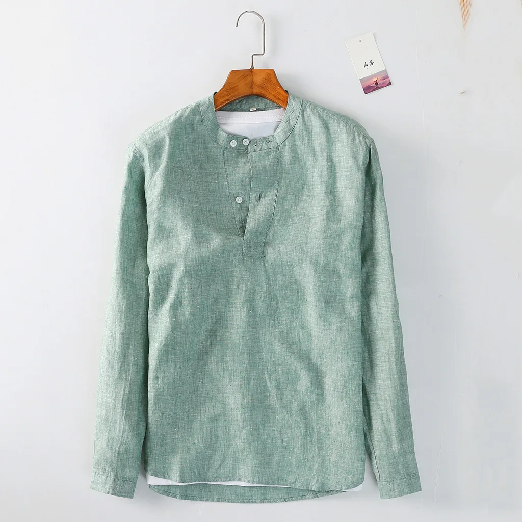 C011 Spring Male Pullover Linen Shirts Simple Comfortable Breathable Long Sleeve Stand Collar Regular-Fit Men Causal Daily Tops
C011 Spring Male Pullover Linen Shirts Simple Comfortable Breathable Long Sleeve Stand Collar Regular-Fit Men Causal Daily Tops