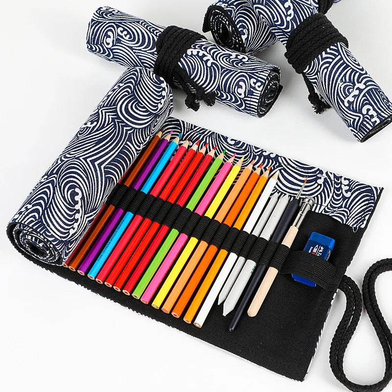 Water Ripple cotton 24 36 48 72 holes large capacity Roll-up pencil bag boys and girls pencil case for colored pencils
Water Ripple cotton 24 36 48 72 holes large capacity Roll-up pencil bag boys and girls pencil case for colored pencils