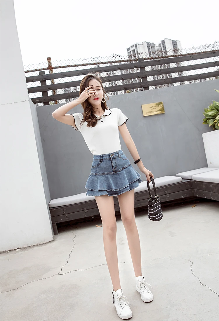 2020 summer students wild slim slim A-line skirt high waist stretch jeans skirt
2020 summer students wild slim slim A-line skirt high waist stretch jeans skirt