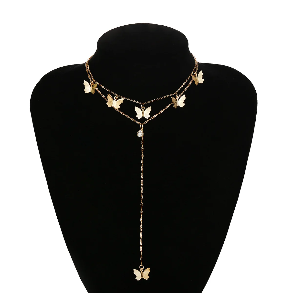 XR Ornament Simple Elegant Crystal Geometric Necklace Female Butterfly Y-Shaped Tassel Pendant Double-Layer Necklace
XR Ornament Simple Elegant Crystal Geometric Necklace Female Butterfly Y-Shaped Tassel Pendant Double-Layer Necklace