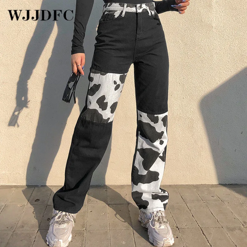 Джинсы WJJDFC женские с коровьим принтом, повседневные Прямые Штаны с высокой талией в стиле ретро, уличные личные черные брюки в стиле Харадзюку
Джинсы WJJDFC женские с коровьим принтом, повседневные Прямые Штаны с высокой талией в стиле ретро, уличные личные черные брюки в стиле Харадзюку