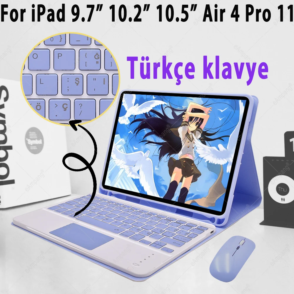 For iPad Air 4 4th 10.9 Pro 11 2018 2020 9.7 10.5 10.2 2019 5th 6th 7th 8th Gen Air 1 2 3 Cover Turkish Keyboard Wireless Mouse
For iPad Air 4 4th 10.9 Pro 11 2018 2020 9.7 10.5 10.2 2019 5th 6th 7th 8th Gen Air 1 2 3 Cover Turkish Keyboard Wireless Mouse