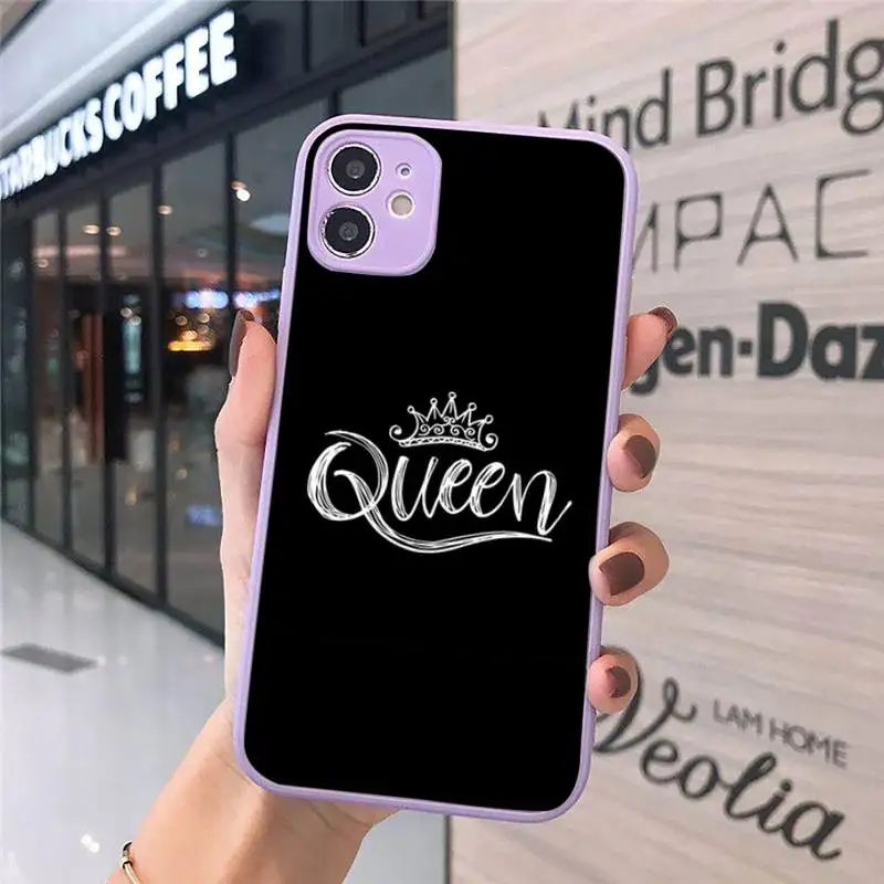 King Queen Crown Phone Case For iPhone 12 11 Mini Pro XR XS Max 7 8 Plus X Matte transparent Purple Back Cover 
King Queen Crown Phone Case For iPhone 12 11 Mini Pro XR XS Max 7 8 Plus X Matte transparent Purple Back Cover