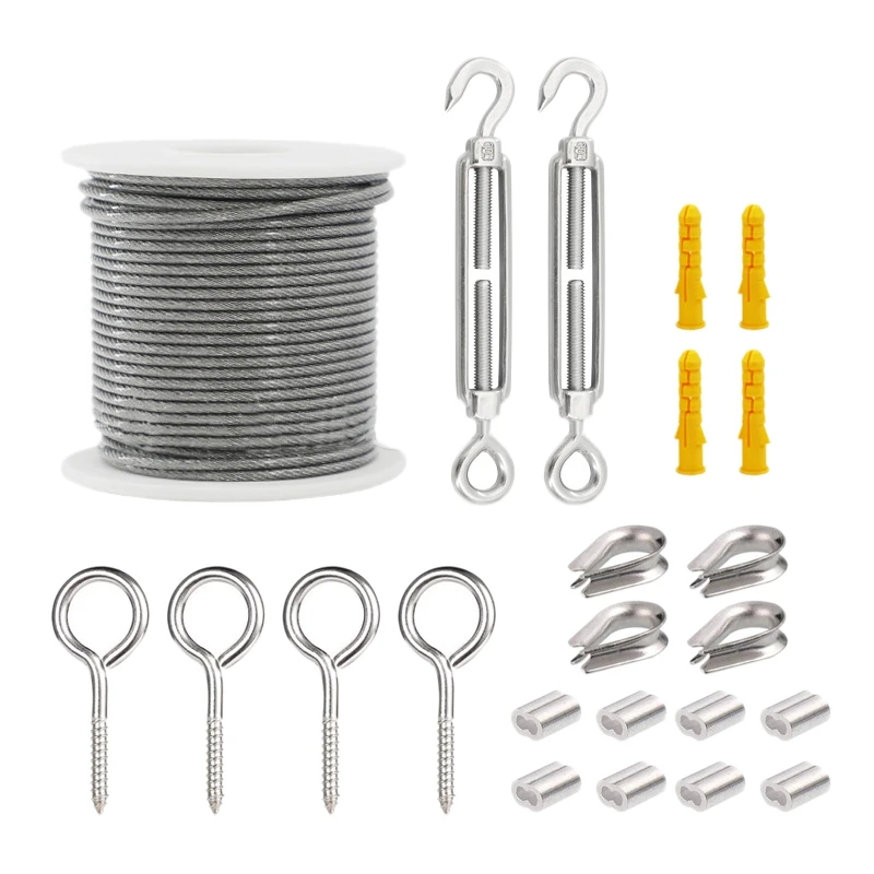 Cable Wire Rope Hooks Kit, PVC Coated Fence Hooks for Lights, Stainless Steel Garden Wire Pergola Kit for Picture Wire
Cable Wire Rope Hooks Kit, PVC Coated Fence Hooks for Lights, Stainless Steel Garden Wire Pergola Kit for Picture Wire